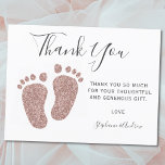 Blush Pink Glitzer Feet Baby Dusche Vielen Dank Postkarte<br><div class="desc">Diese Baby-Dusche Dankeschön-Karte ist mit moderner Typografie und niedlichen rosa Glitzer-Babyfüße dekoriert. Einfach mit Ihrer eigenen Nachricht anpassbar. Verwenden Sie die Option Weitere anpassen, um die Textgröße, den Stil oder die Farbe zu ändern, wenn Sie möchten. Weil wir unsere eigenen Kunstwerke erstellen, werden Sie dieses exakte Bild von anderen Designern...</div>