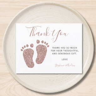 Blush Pink Glitzer Feet Baby Dusche Vielen Dank Postkarte