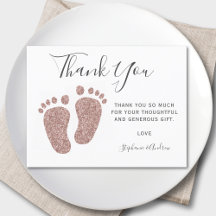 Blush Pink Glitzer Feet Baby Dusche Vielen Dank