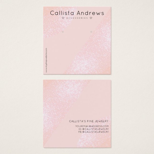 Blush Pink Glitzer Geo Heart Earring Display (Vorne & Hinten)