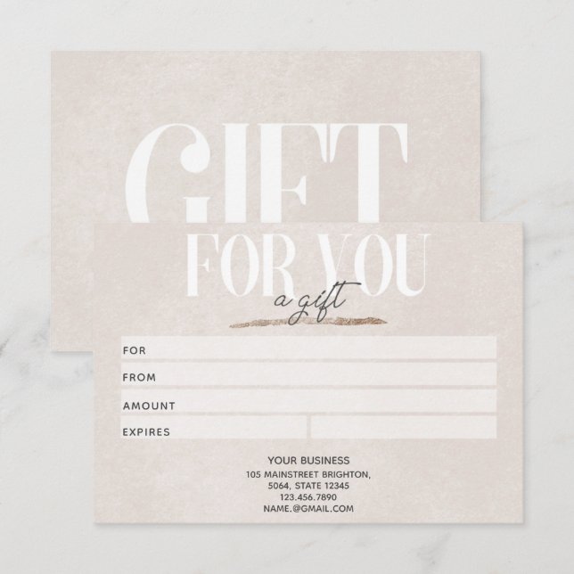 Blush Pink Glitzer Geschenkgutschein (Vorne/Hinten)