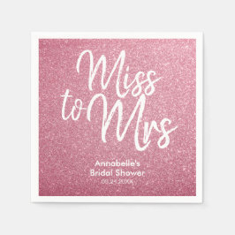 Blush Pink Glitzer Glam Miss an Mrs. Brautparty Serviette