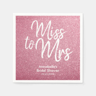 Blush Pink Glitzer Glam Miss an Mrs. Brautparty Serviette