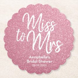 Blush Pink Glitzer Glam Miss an Mrs. Brautparty Untersetzer