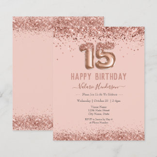 Blush Pink Glitzer Happy 15. Geburtstag