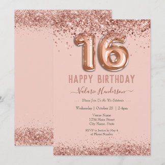 Blush Pink Glitzer Happy 16. Geburtstag