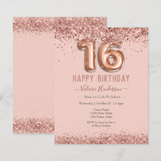 Blush Pink Glitzer Happy 16. Geburtstag