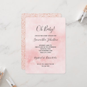 Blush Pink Glitzer Leopard Baby Dusche Einladung