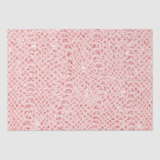 Blush Pink Glitzer Schlange Hautfarbe Tierdruck Seidenpapier (Vorderseite)