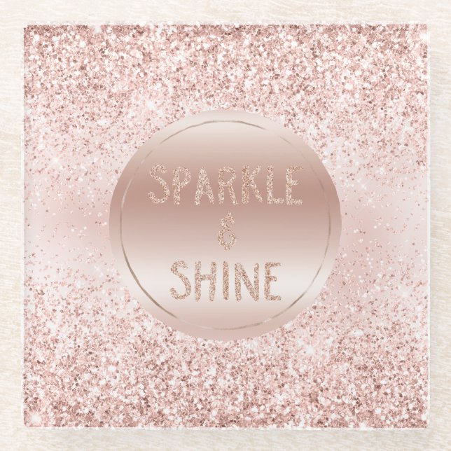 Blush Pink Glitzer Sparkline Glasuntersetzer (Vorderseite)