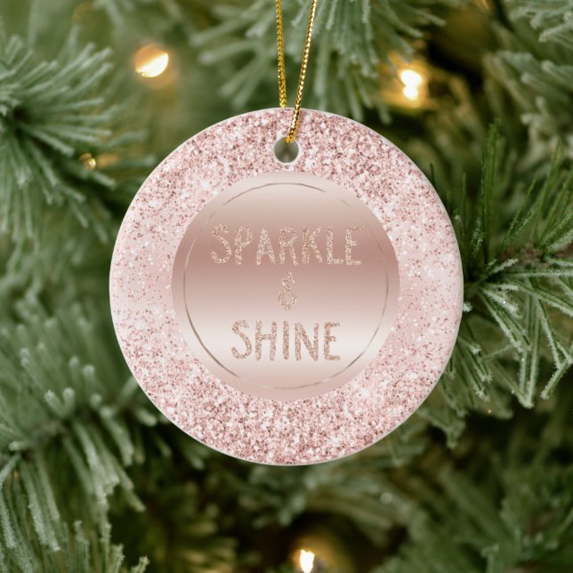 Blush Pink Glitzer Sparkline Keramik Ornament (Baum)