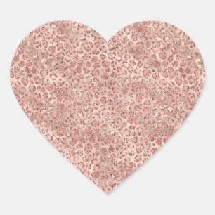 Blush Pink Glitzy Glitzer Leopard Print Herz-Aufkleber