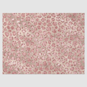 Blush Pink Glitzy Glitzer Leopard Print   Seidenpapier