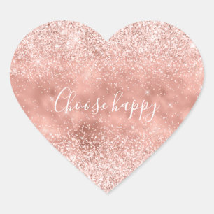 Blush Pink Glitzy Sparkle Glitzer Herz-Aufkleber