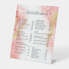 Blush Pink Gold Agate Beauty Makeup Salon Preis 2 Sockelschild