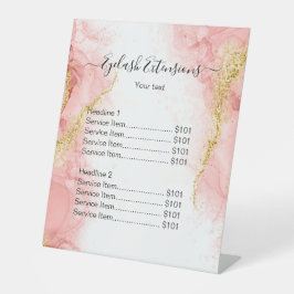 Blush Pink Gold Agate Beauty Makeup Salon Preis Sockelschild