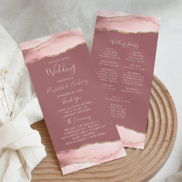 Blush Pink Gold Agate Dusty Rose Hochzeit Programm