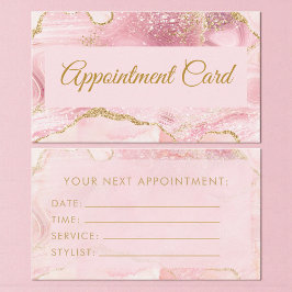 Blush Pink Gold Agate Marble Appointment Card Visitenkarte