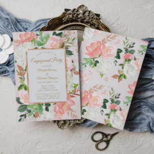Blush Pink Gold Aquarellfarben Floral Engagement P Einladung