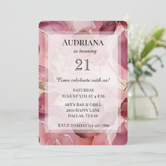 Blush Pink Gold Blätter Geburtstag Einladung