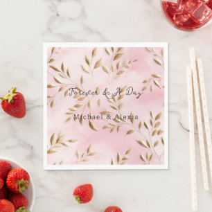 Blush Pink Gold Blätter Hochzeit Serviette