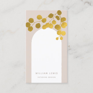 Blush Pink Gold Blätter Moderner Arch QR Code Visitenkarte