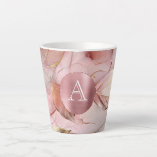 Blush Pink Gold Blätter Monogram Milchtasse