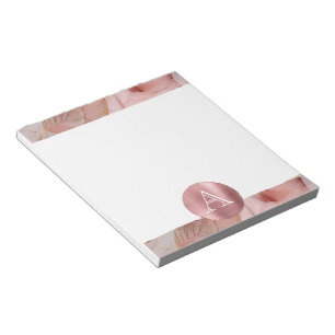 Blush Pink Gold Blätter Monogram Notizblock