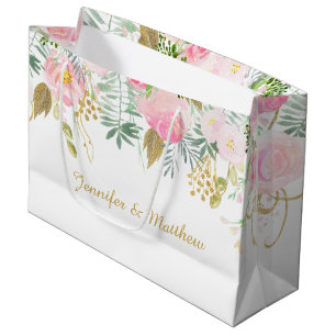 Blush Pink Gold Blume GROSSE Geschenktaschen Große Geschenktüte