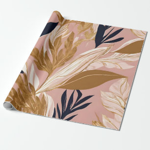 Blush Pink Gold Boho Blätter Moderne Sammlung Geschenkpapier