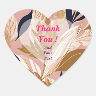 Blush Pink Gold Boho Blätter Moderne Sammlung Herz-Aufkleber
