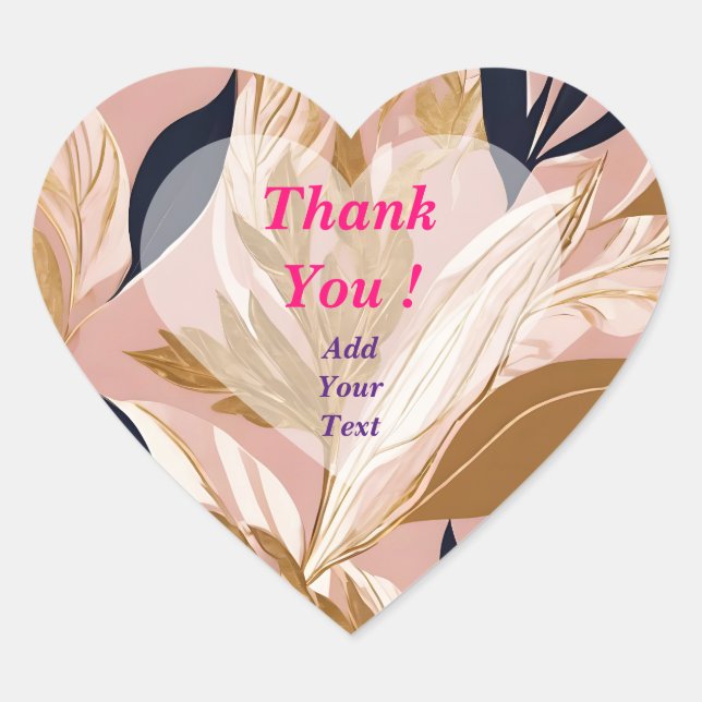 Blush Pink Gold Boho Blätter Moderne Sammlung Herz-Aufkleber (Vorderseite)