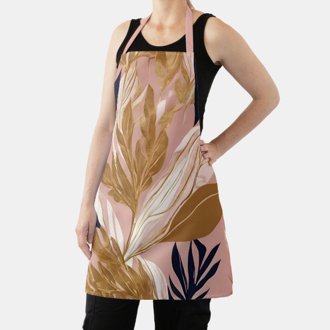 Blush Pink Gold Boho Blätter Moderne Sammlung Schürze (InSitu)