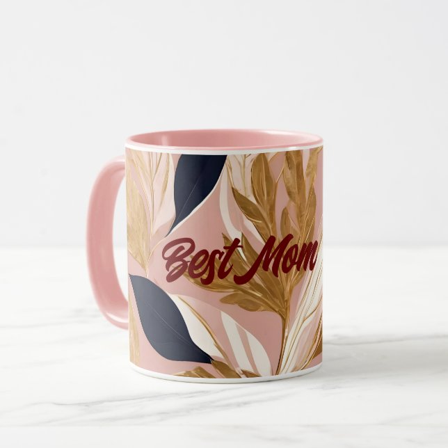 Blush Pink Gold Boho Blätter Moderne Sammlung Tasse (Vorderseite Links)