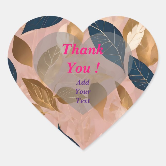 Blush Pink Gold Boho Blätter Populäre Sammlung Herz-Aufkleber (Vorderseite)