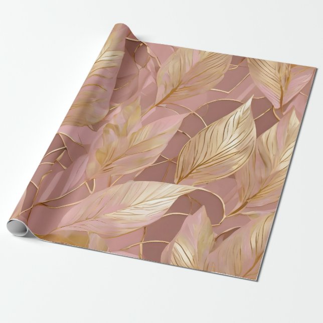 Blush Pink Gold Boho Moderne Blätter Sammlung Geschenkpapier (Ungerollt)