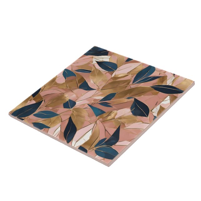 Blush Pink Gold Boho Popular Blätter Collection Fliese (Seite)