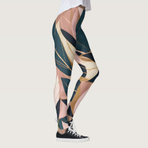 Blush Pink Gold Boho Trendy Blätter Collection Leggings
