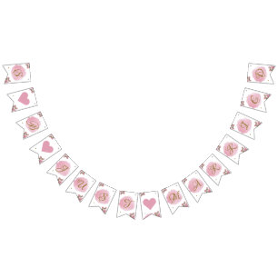 Blush Pink Gold Calligraphy Floral Elegante Hochze Wimpelkette