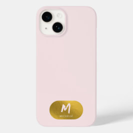 Blush Pink Gold Chic Feminine Monogram Initial Case-Mate iPhone 14 Hülle
