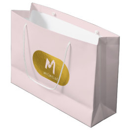 Blush Pink Gold Chic Feminine Monogram Initial Große Geschenktüte