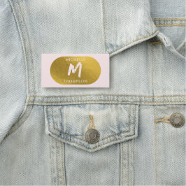 Blush Pink Gold Chic Feminine Monogram Initial Namensschild
