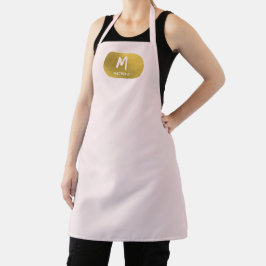 Blush Pink Gold Chic Feminine Monogram Initial Schürze