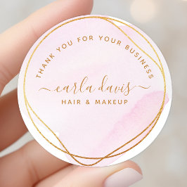 Blush Pink Gold Circle Business Vielen Dank Runder Aufkleber