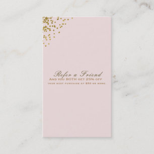 Blush Pink Gold Confetti Ecken Freundlichkeit Empfehlungskarte