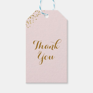 Blush Pink & Gold Confetti Ecken Glam Chic Gefalle Geschenkanhänger