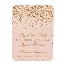 Blush Pink & Gold Confetti Hochzeit speichern das  Magnet