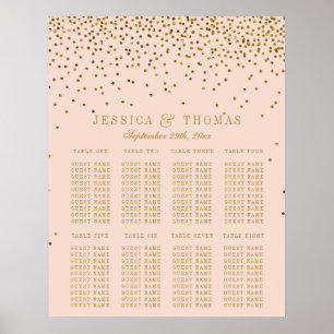 Blush Pink & Gold Confetti Hochzeitskarte Poster