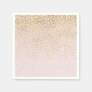 Blush Pink & Gold Confetti Modern Engagement Party Serviette