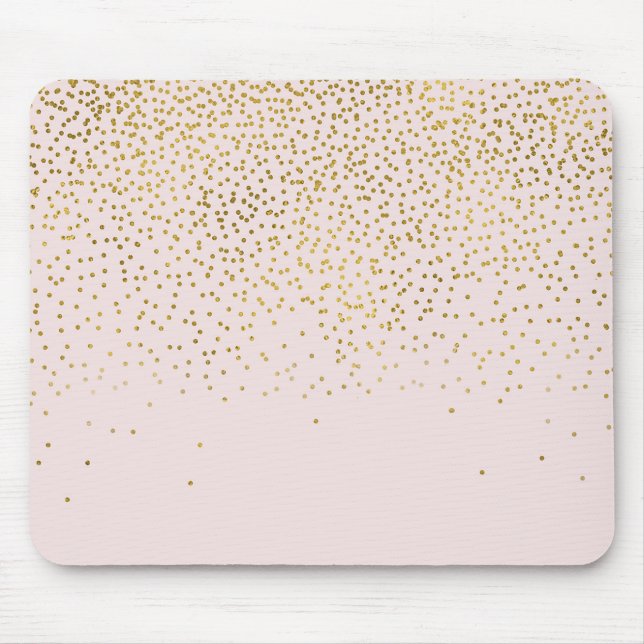 Blush Pink & Gold Confetti Modernes Glam Trendy Mousepad (Vorne)